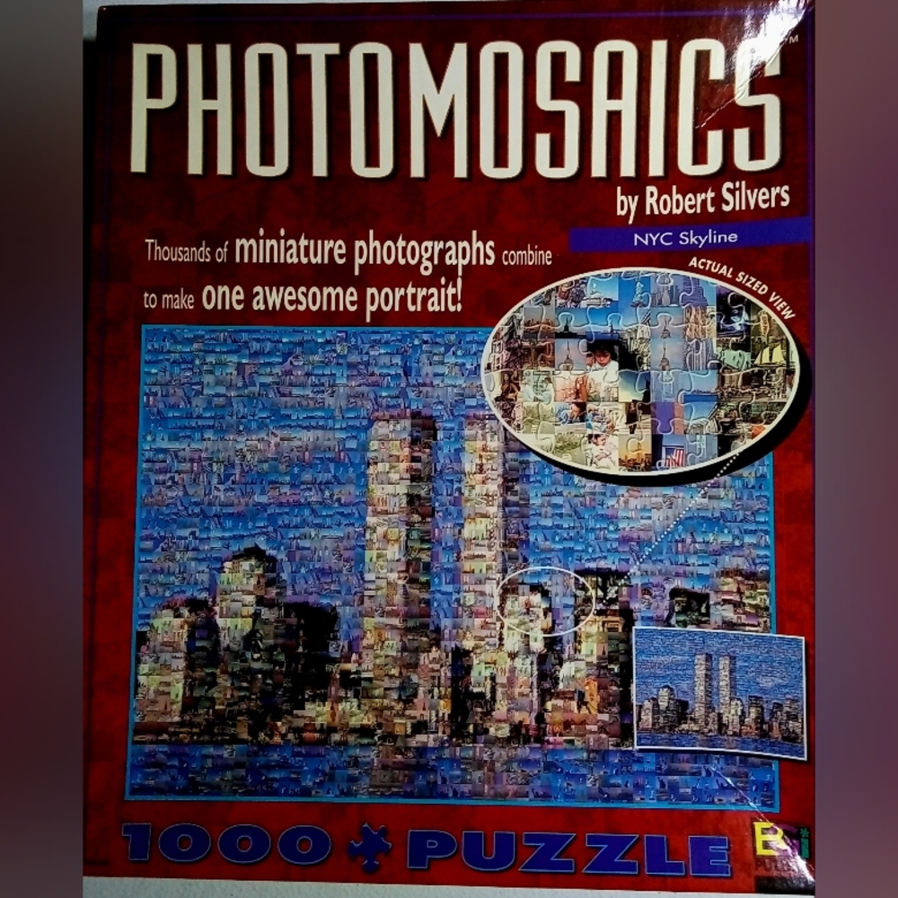NIB Photomosaics NYC Twin Towers Skyline Puzzle Photograph Robert Silvers 1000pc